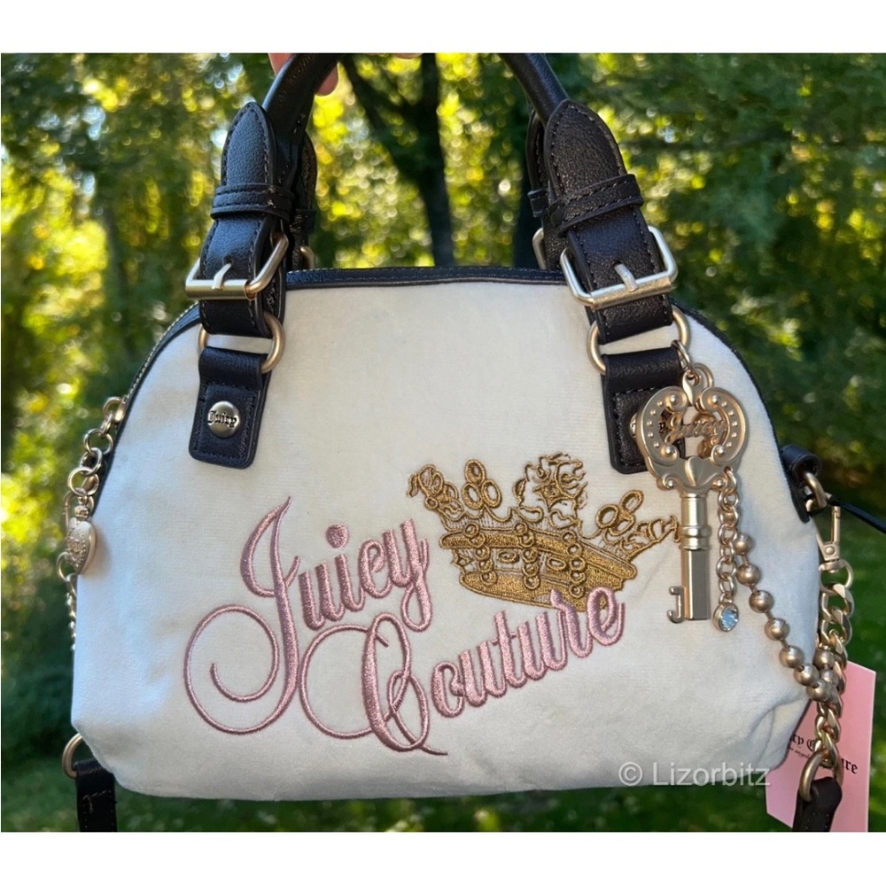 NEW! NWT JUICY COUTURE The Key To Juicy Velour Crossbody Bag Crystal Ivory